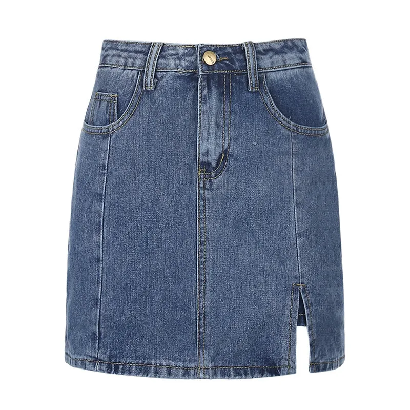 [ @itspinkii ] "SEXY HIGH WAIST IRREGULAR DENIM" SKIRT D052804