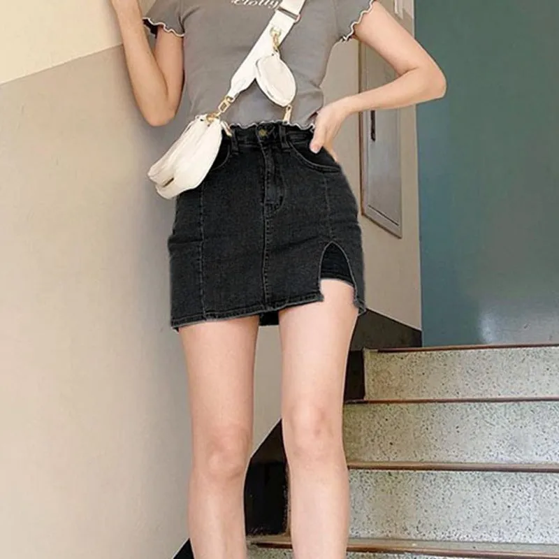 [ @itspinkii ] "SEXY HIGH WAIST IRREGULAR DENIM" SKIRT D052804