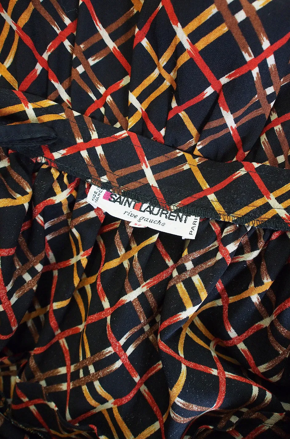 1970s Yves Saint Laurent Plaid Challis Skirt