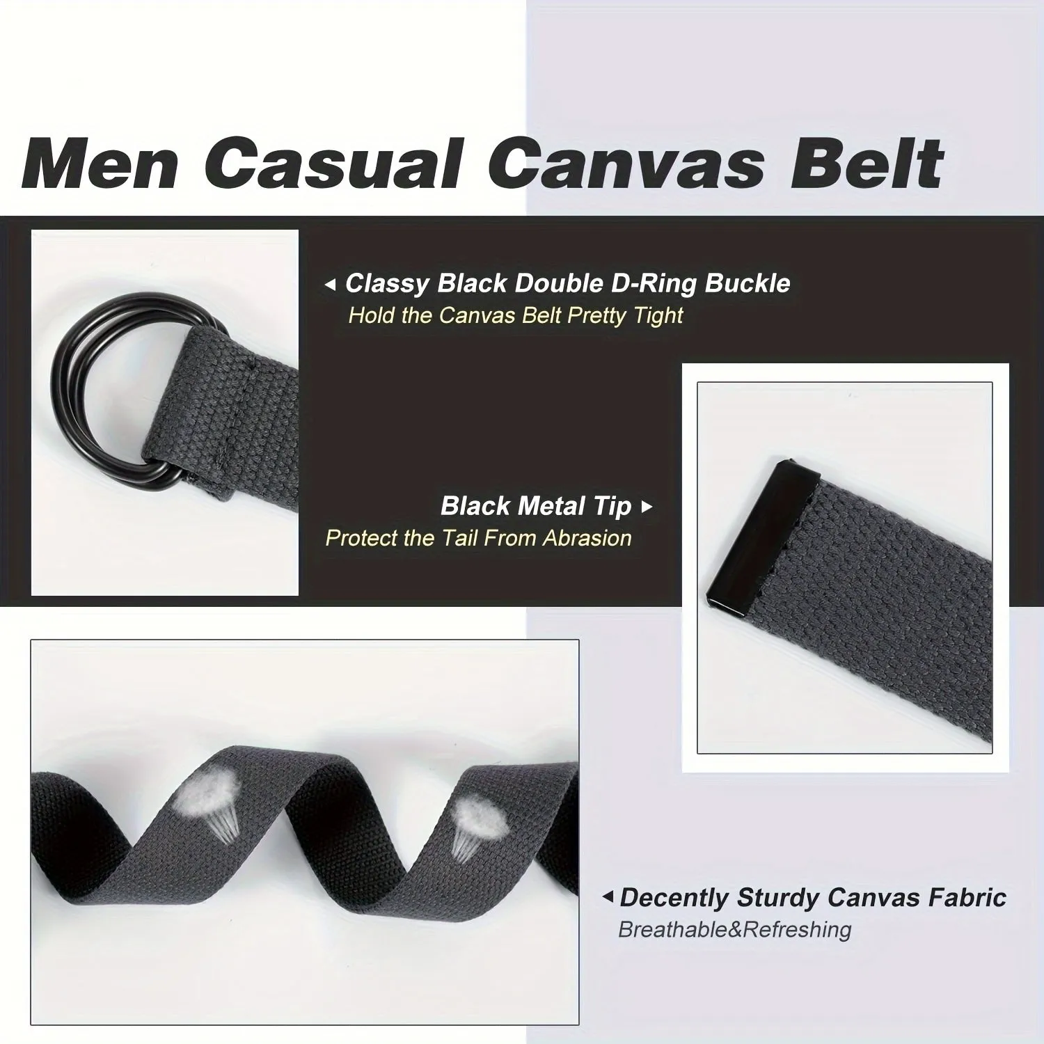 2pcs Elastic Stretch Belts Non Metal Buckle Adjustable Woven Polyester Fabric