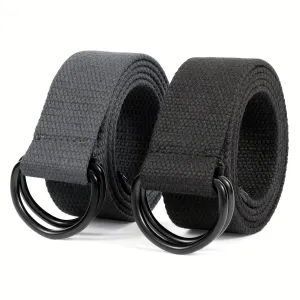 2pcs Elastic Stretch Belts Non Metal Buckle Adjustable Woven Polyester Fabric