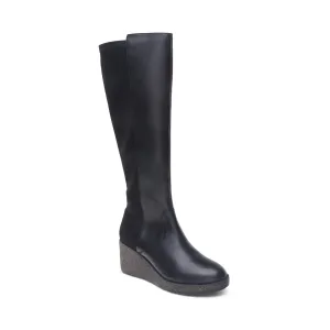 Aetrex Rose Leather Wedge Boots for Women - Over The Knee High Boots Women with Adjustable Zippers - Comfort Arch Support Fashion Heel Wedge Booties for Women