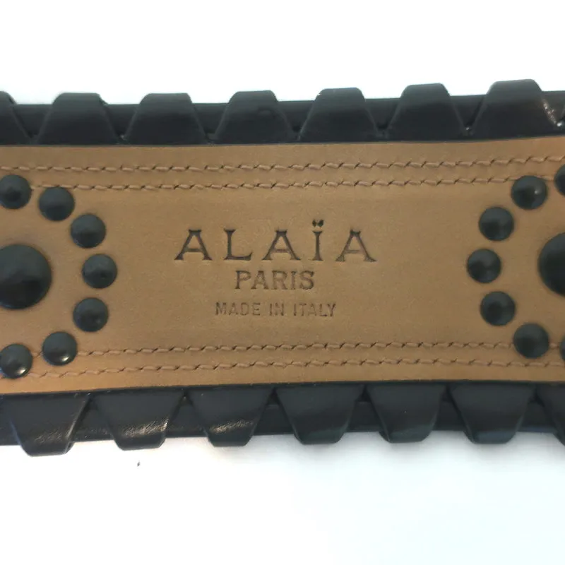 Alaia Studded Waist Belt Black Leather Size 75 US 30