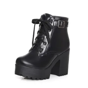 Ankle Buckle Women Boots Lacing Shoes