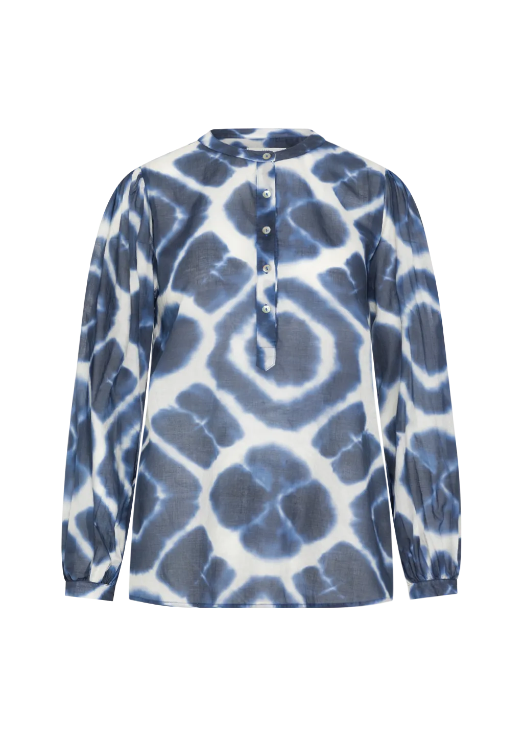 ANNI DARK BLUE TIE DYE PRINT VOILE BLOUSE