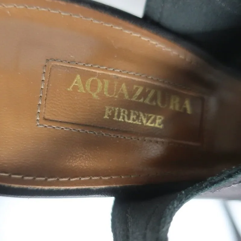 Aquazzura Sexy Thing Cutout Booties Black Leather Size 38 Open Toe Heels