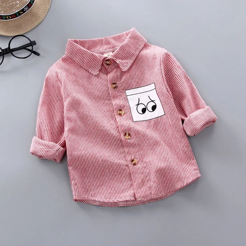 Baby Boys Thin Long Sleeve Cotton Check Shirts - Blue, Red