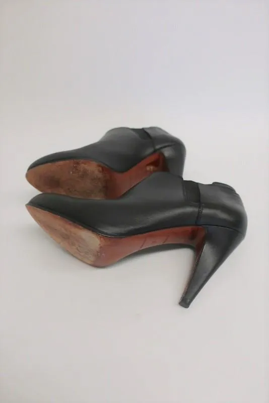 Balenciaga Booties Black Leather Size 37 High Heel Ankle Boots
