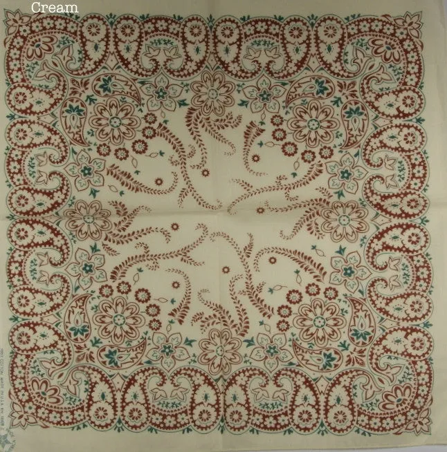 Bandana 54 cm square. Assorted colours. Made in the USA, 100% Cotton