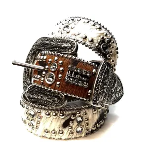 b.b. Simon 'Brown Butter Studded' Pony Crystal Belt