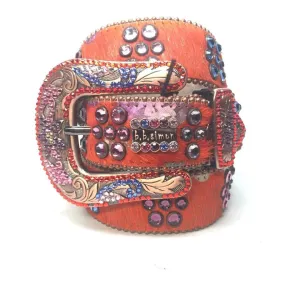 b.b. Simon Orange Multicolored Pony Hair Crystal Belt
