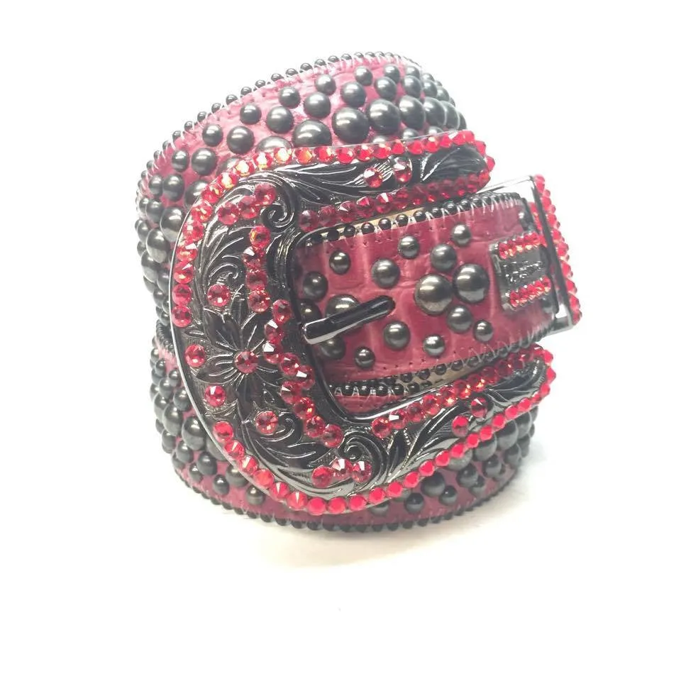 b.b. Simon "Red Wine Studded" Crystal Belt