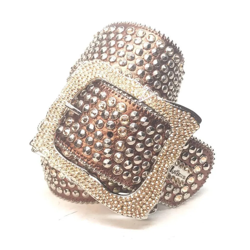 b.b. Simon "Thick Gold Studded" Crystal Belt