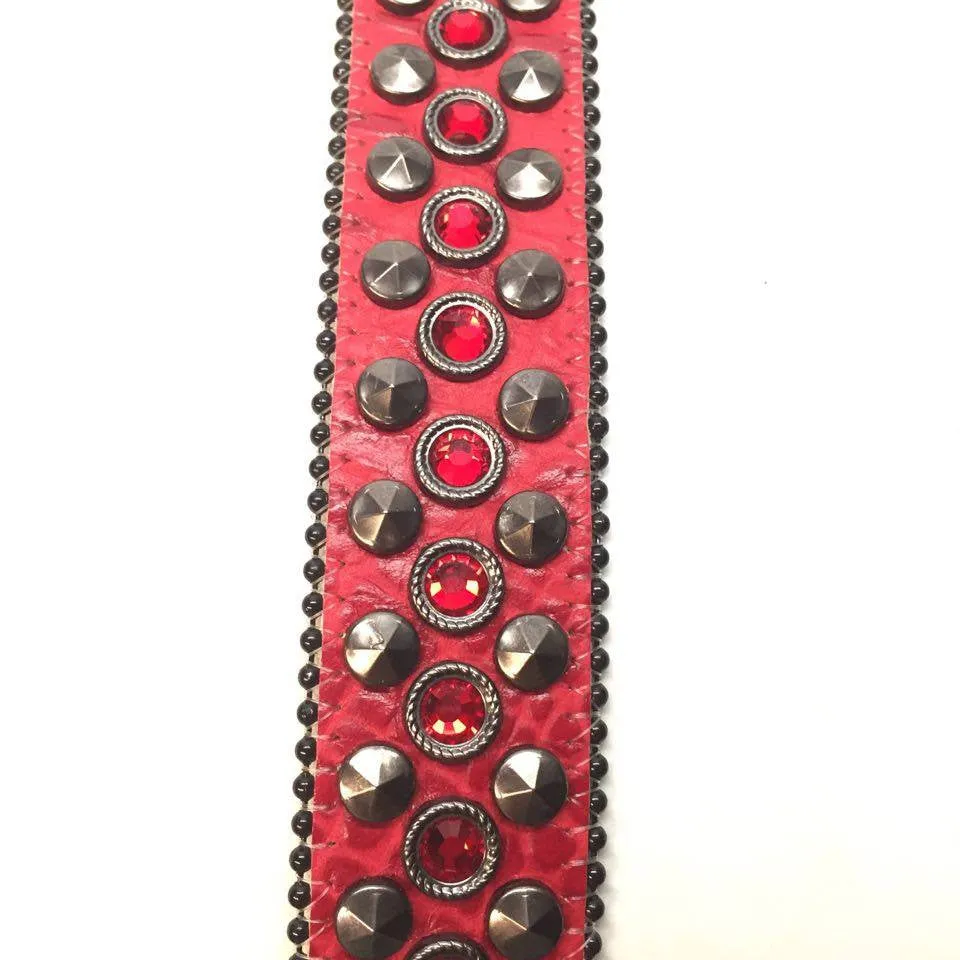 b.b. Simon Red Honeycomb Crystal Belt