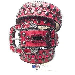 b.b. Simon Red Honeycomb Crystal Belt