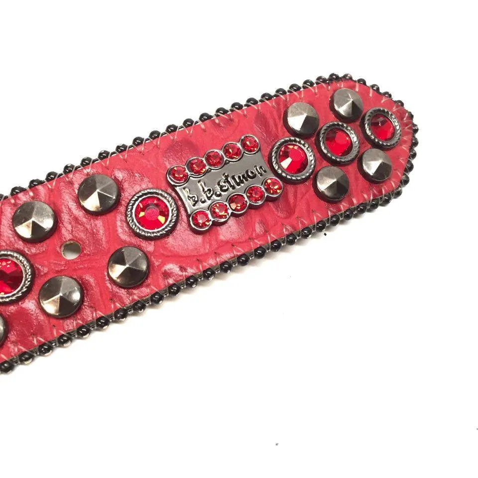 b.b. Simon Red Honeycomb Crystal Belt