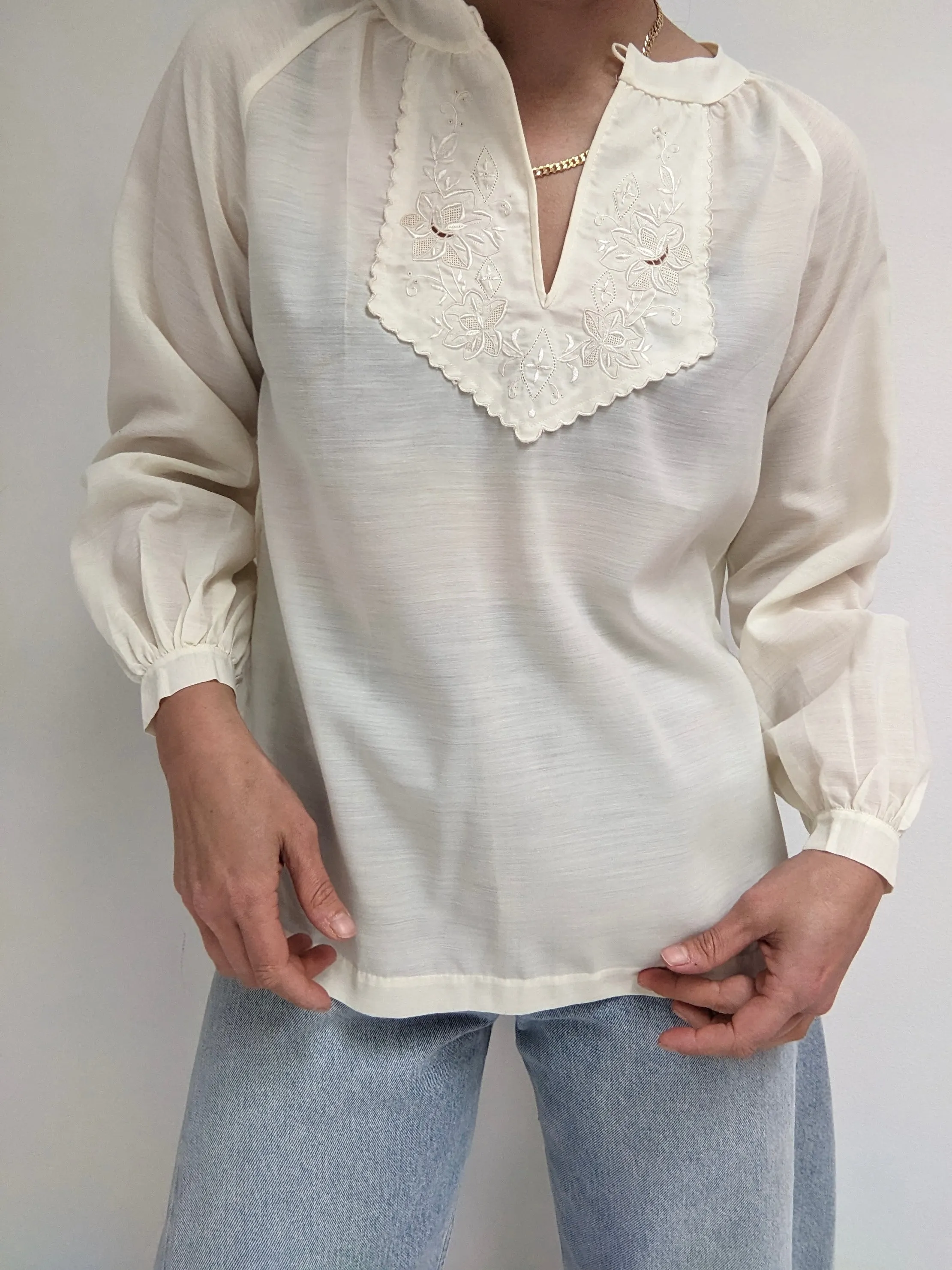 Beautiful Vintage Hand-Embroidered Blouse
