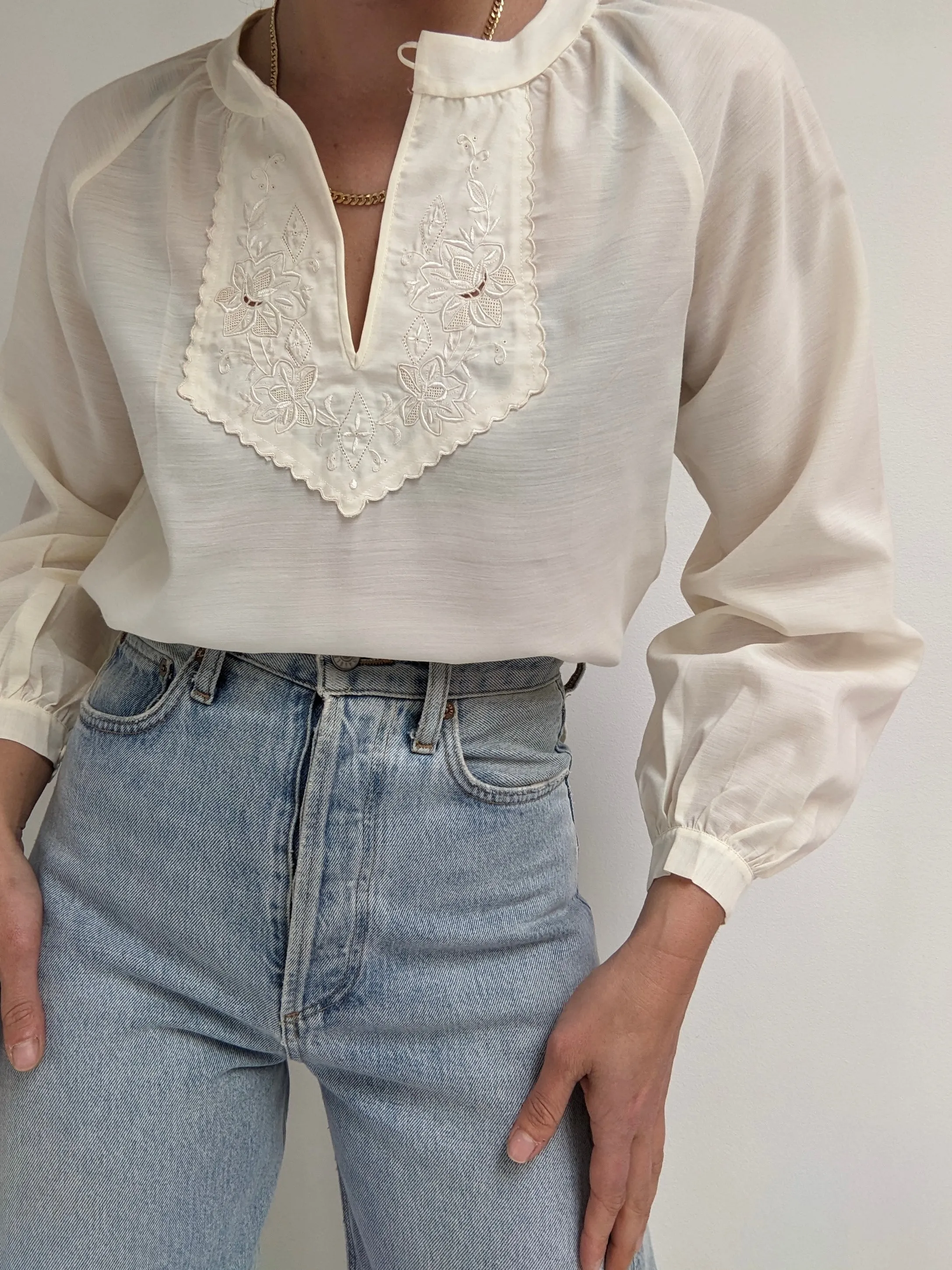 Beautiful Vintage Hand-Embroidered Blouse