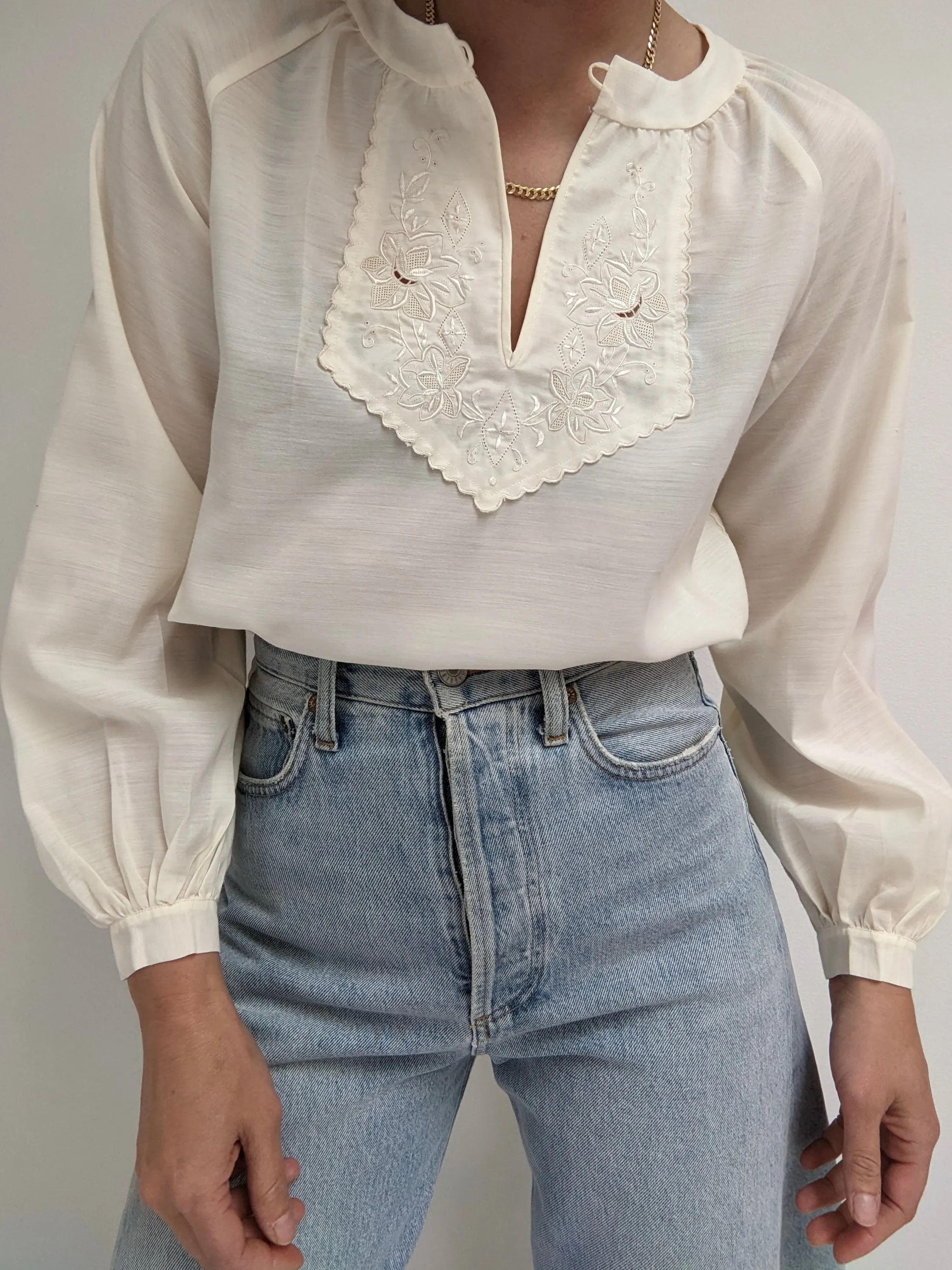Beautiful Vintage Hand-Embroidered Blouse