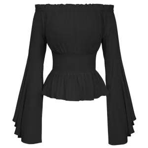 Belle Poque Sexy Off Shoulder Womens Tops Retro Vintage Renaissance Gothic Blouse femme Women Victorian Long Bell Sleeves Shirts