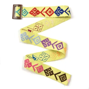 Belt with Wooden Buckle 39" | Lime yellow