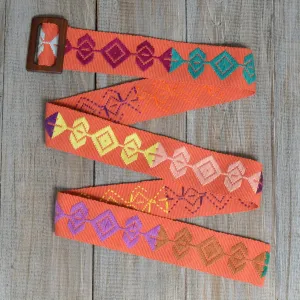 Belt with Wooden Buckle 43" | Pumpkin