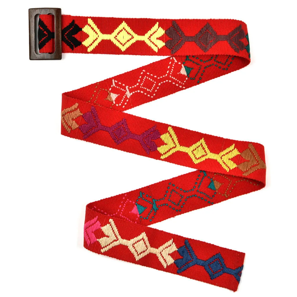 Belt with Wooden Buckle 43" | Red
