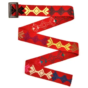 Belt with Wooden Buckle 43" | Red