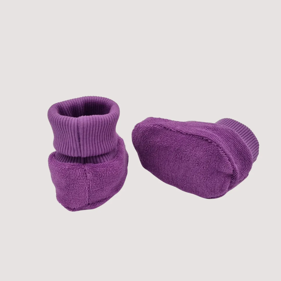 Birds Organic Booties Purple