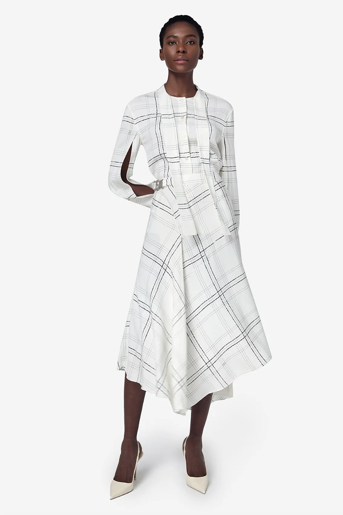 BLACK & WHITE CHECK TIE SHIRT