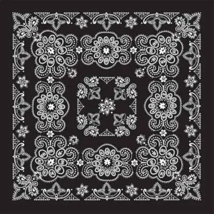 Black & White Texas Paisley Bandana