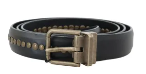 Black Leather Studded Belt