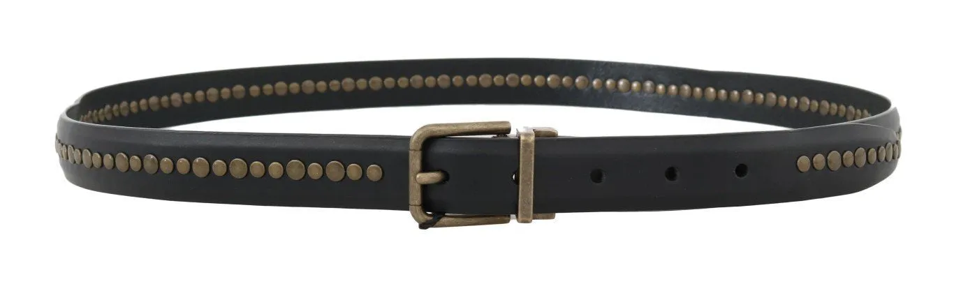 Black Leather Studded Belt