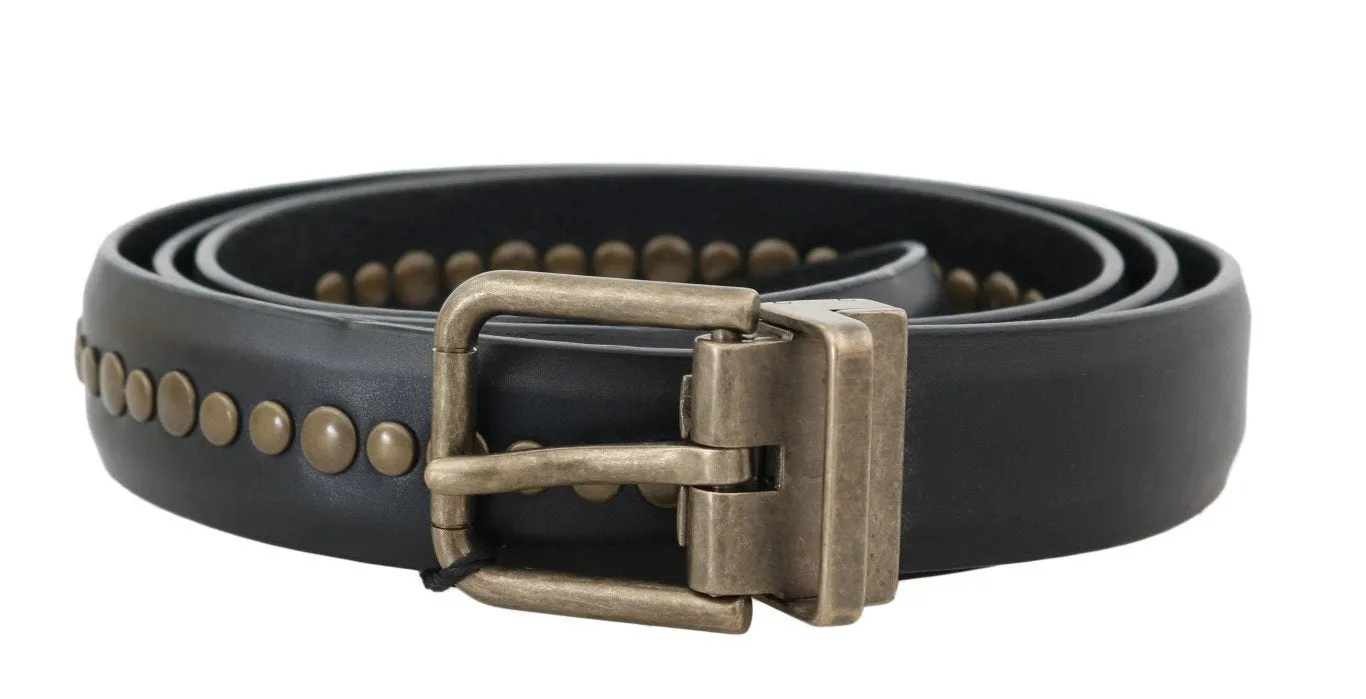 Black Leather Studded Belt