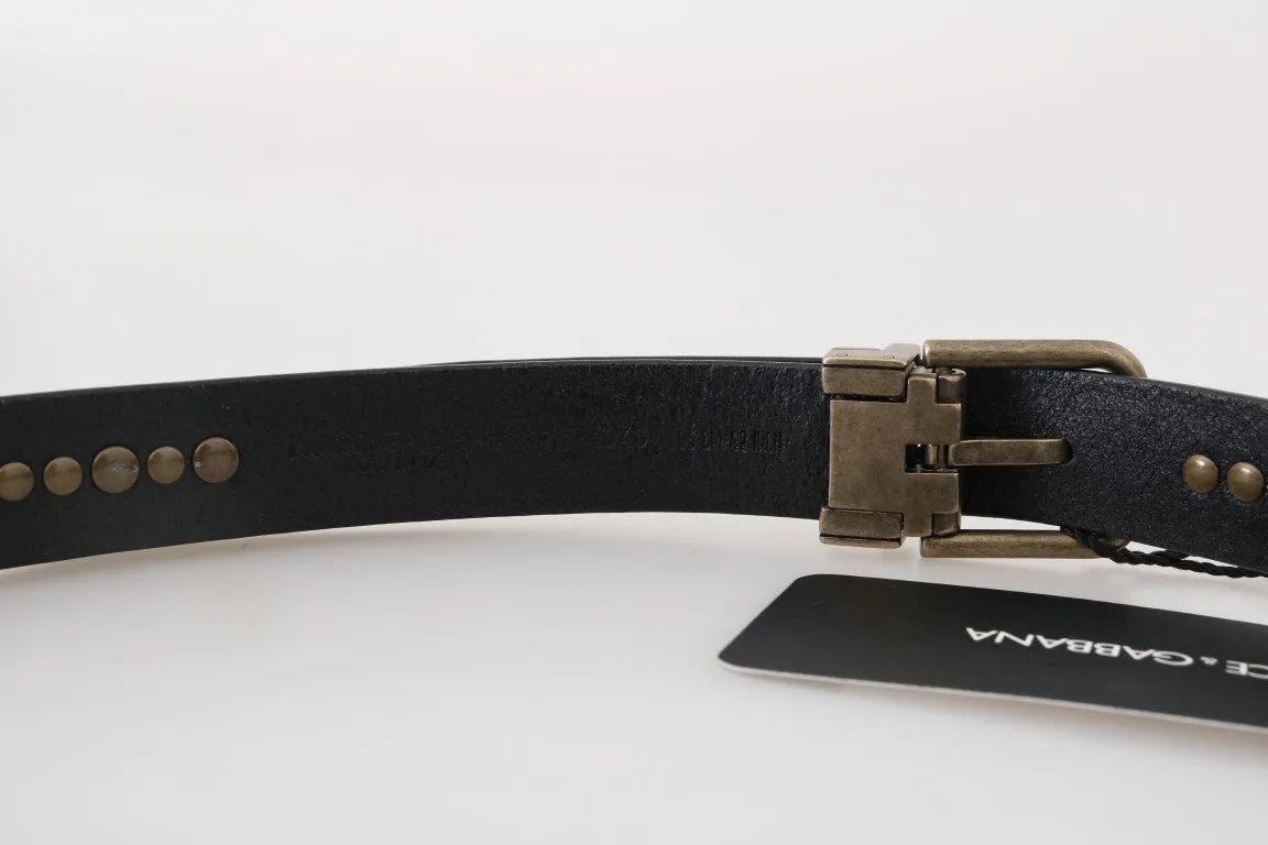 Black Leather Studded Belt