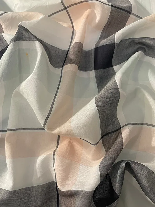 Black Multi Large Plaid Batiste Fabric
