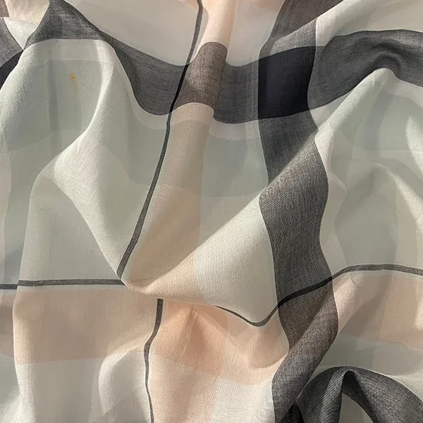 Black Multi Large Plaid Batiste Fabric