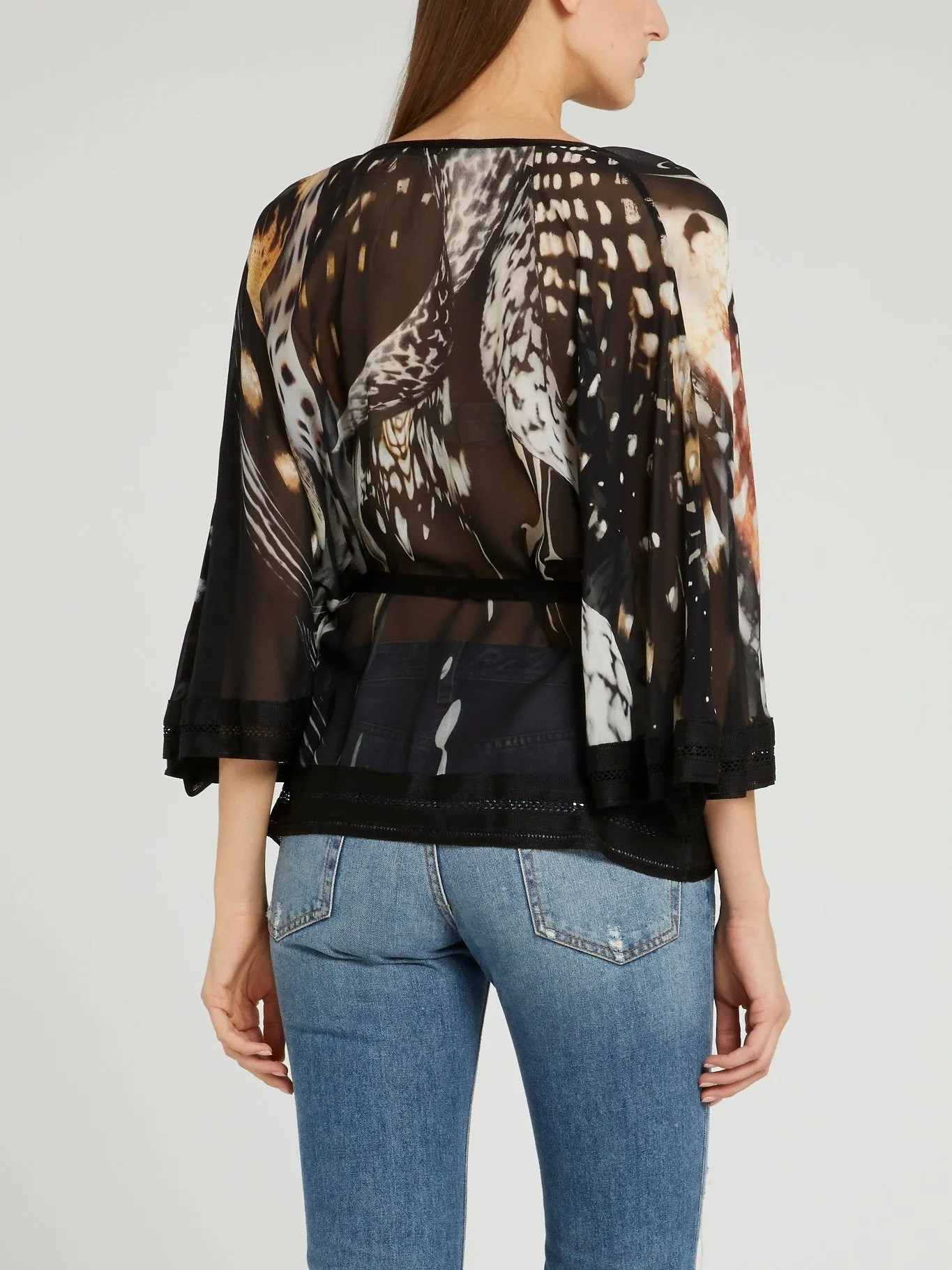 Black Printed Sheer Blouse