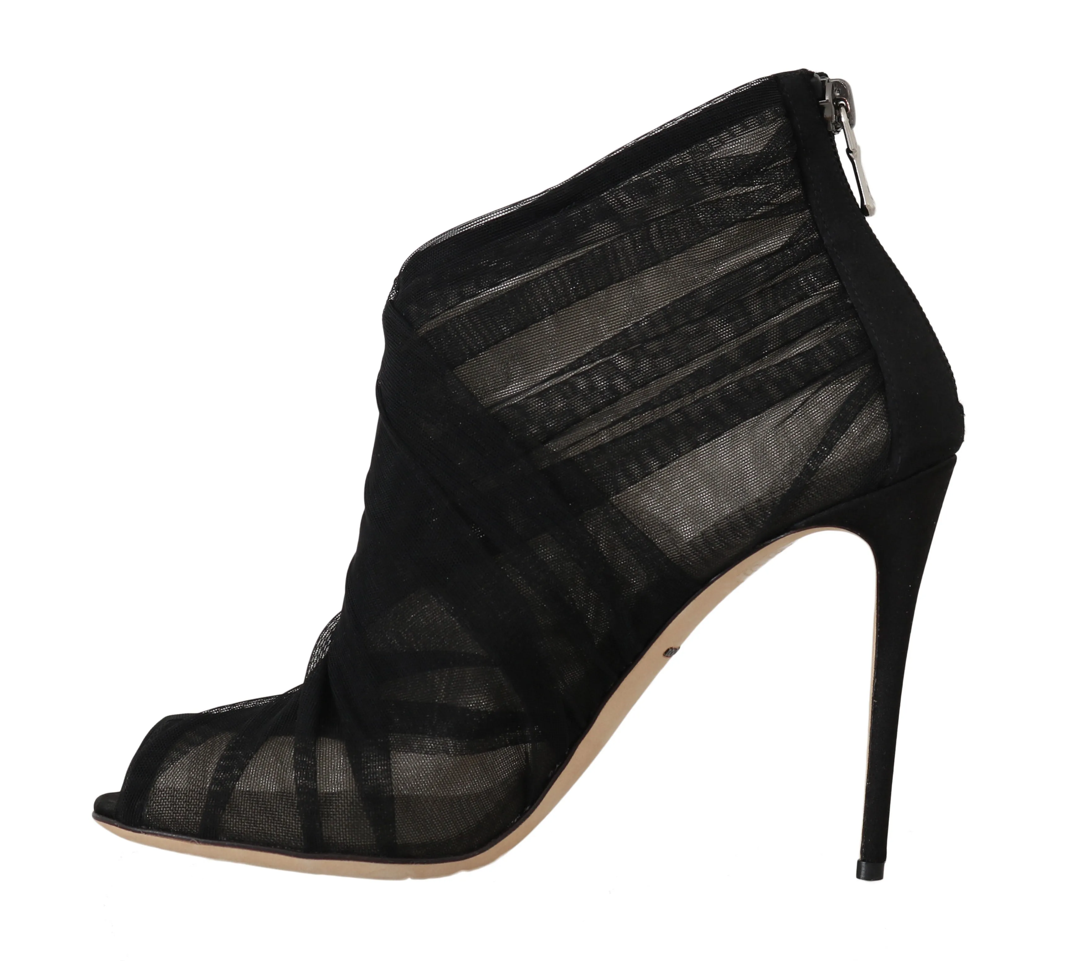 Black Silk Tulle Ankle Booties