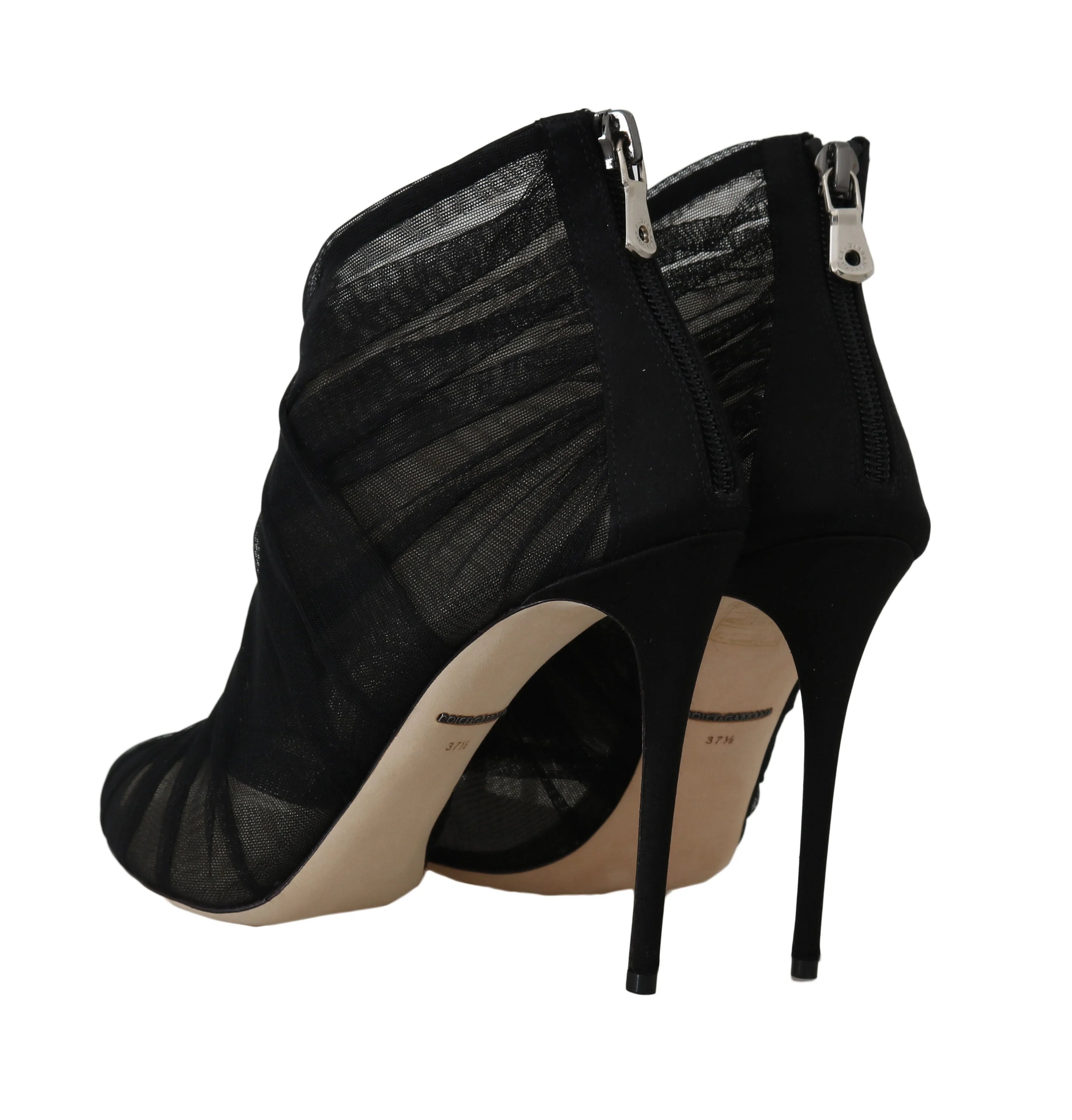 Black Silk Tulle Ankle Booties