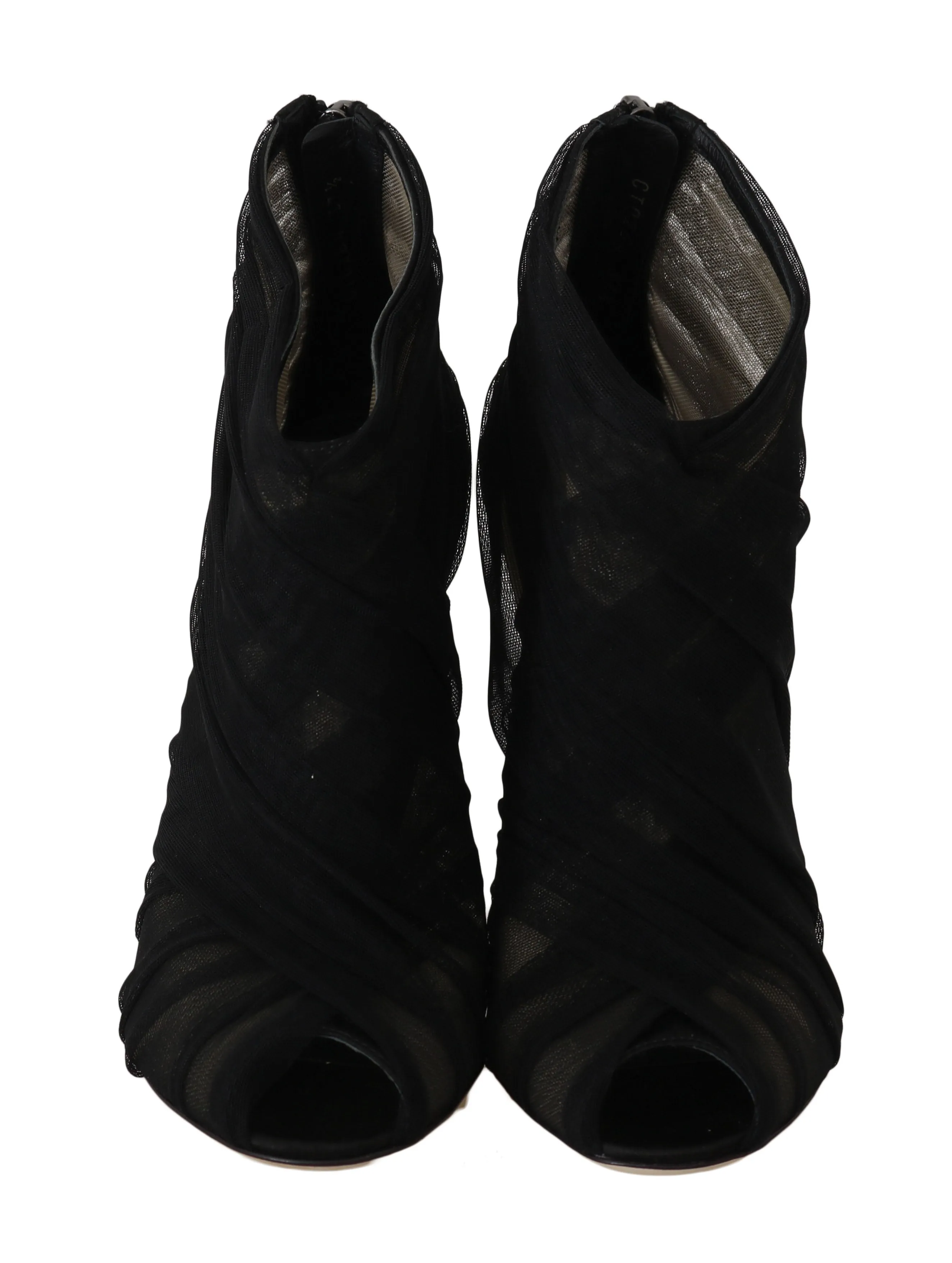 Black Silk Tulle Ankle Booties
