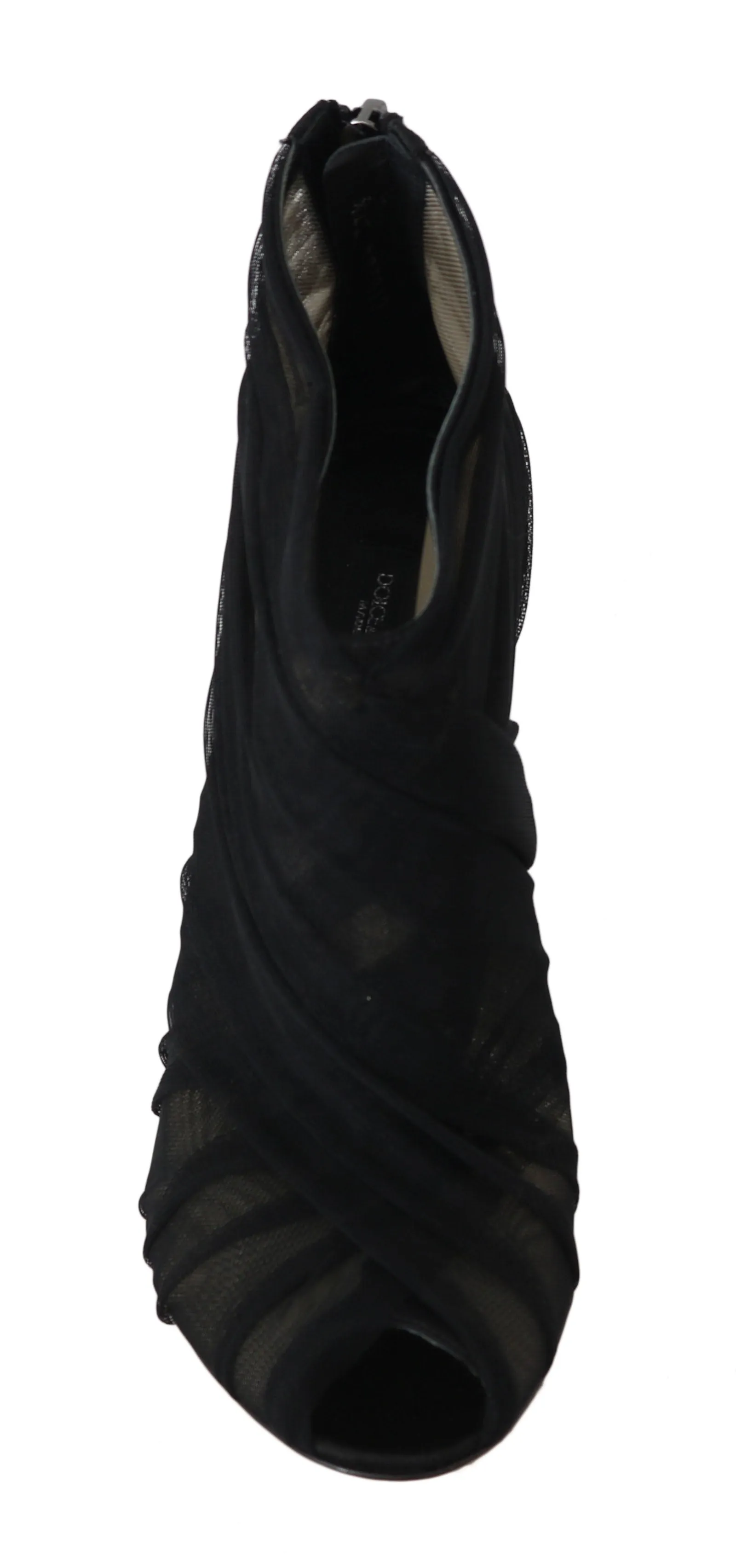 Black Silk Tulle Ankle Booties