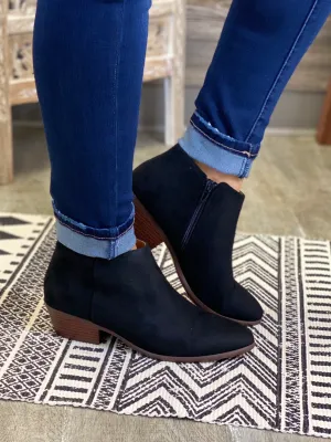 Black Suede Ankle Bootie