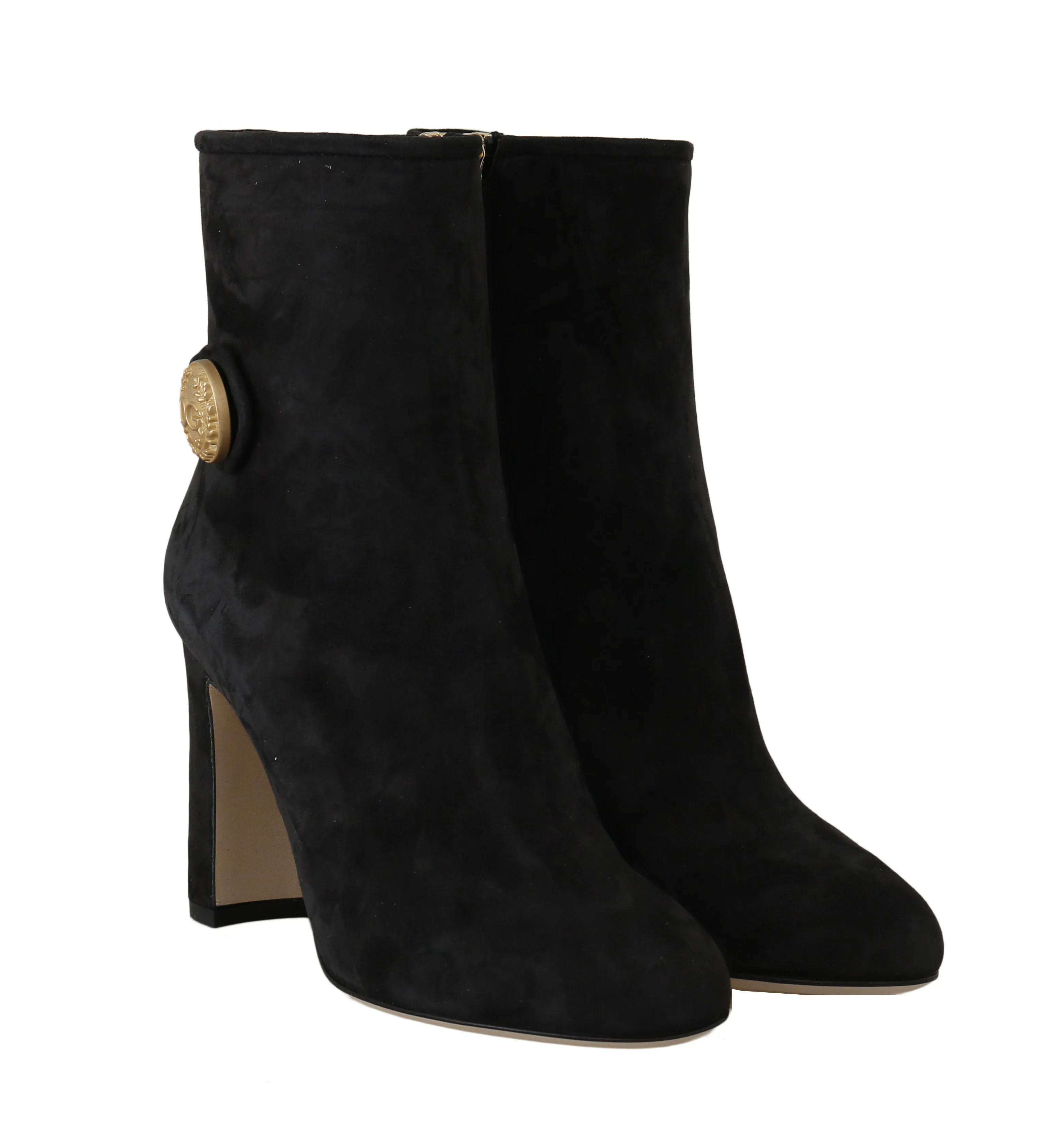 Black Suede DG Logo Heels Booties
