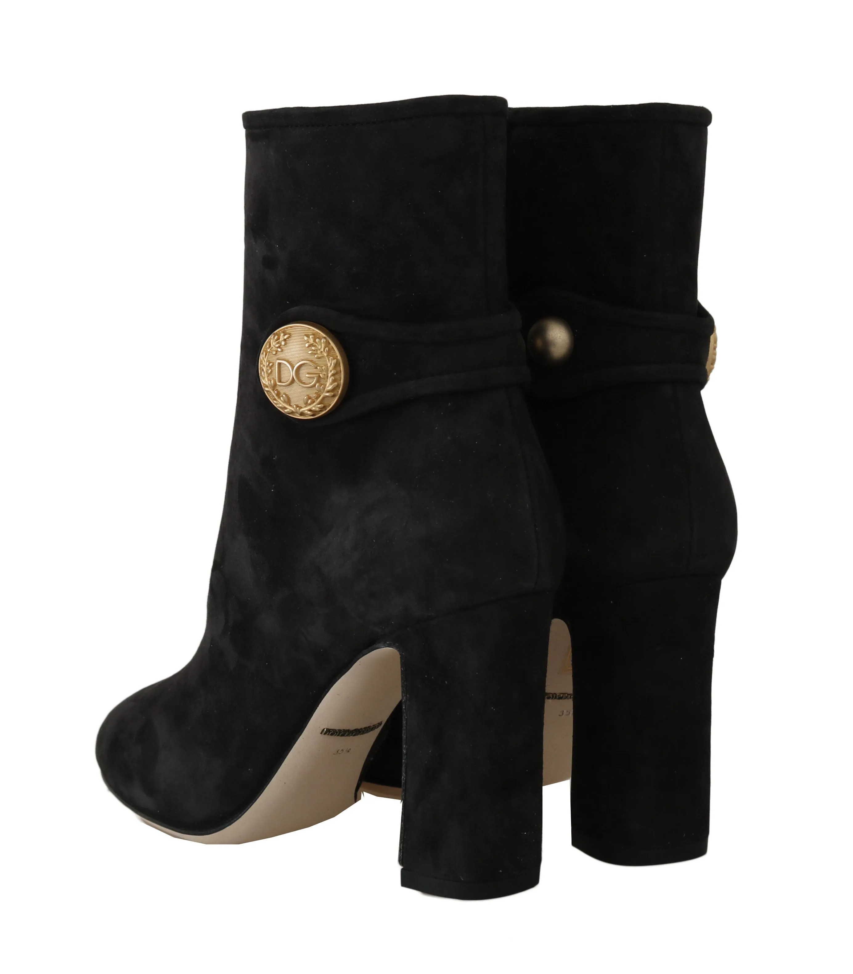 Black Suede DG Logo Heels Booties