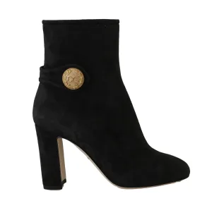 Black Suede DG Logo Heels Booties
