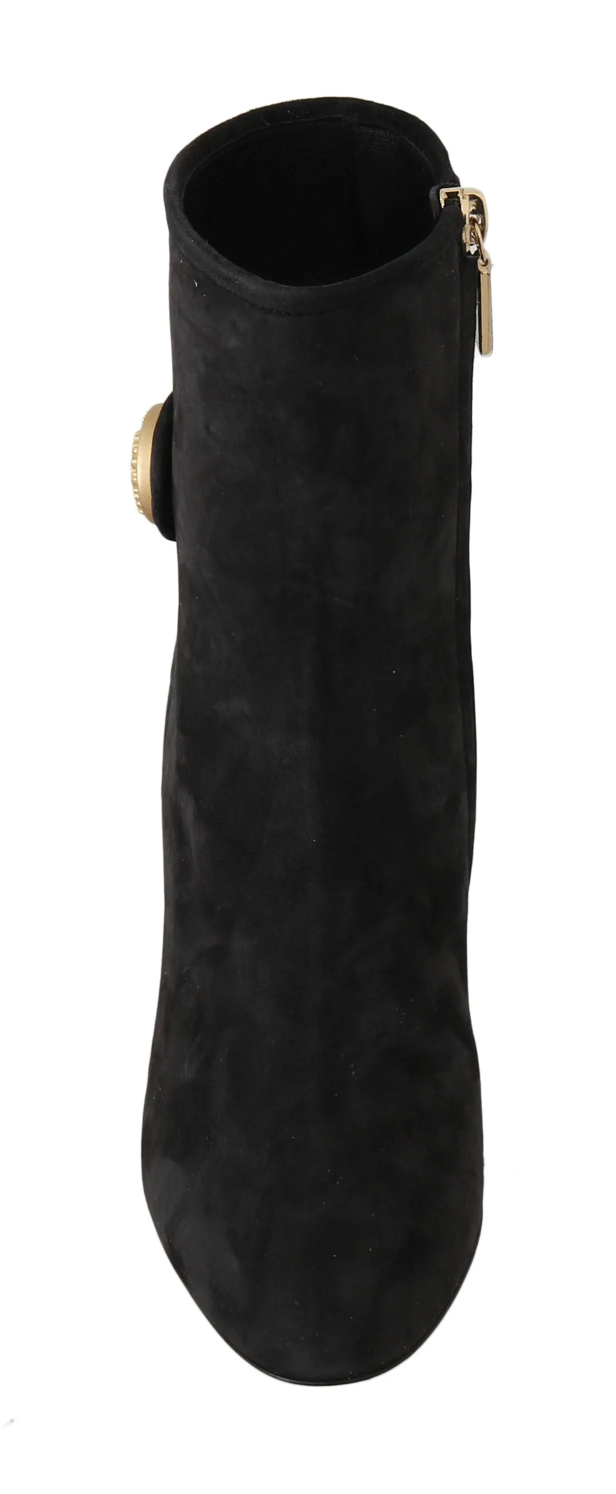 Black Suede DG Logo Heels Booties
