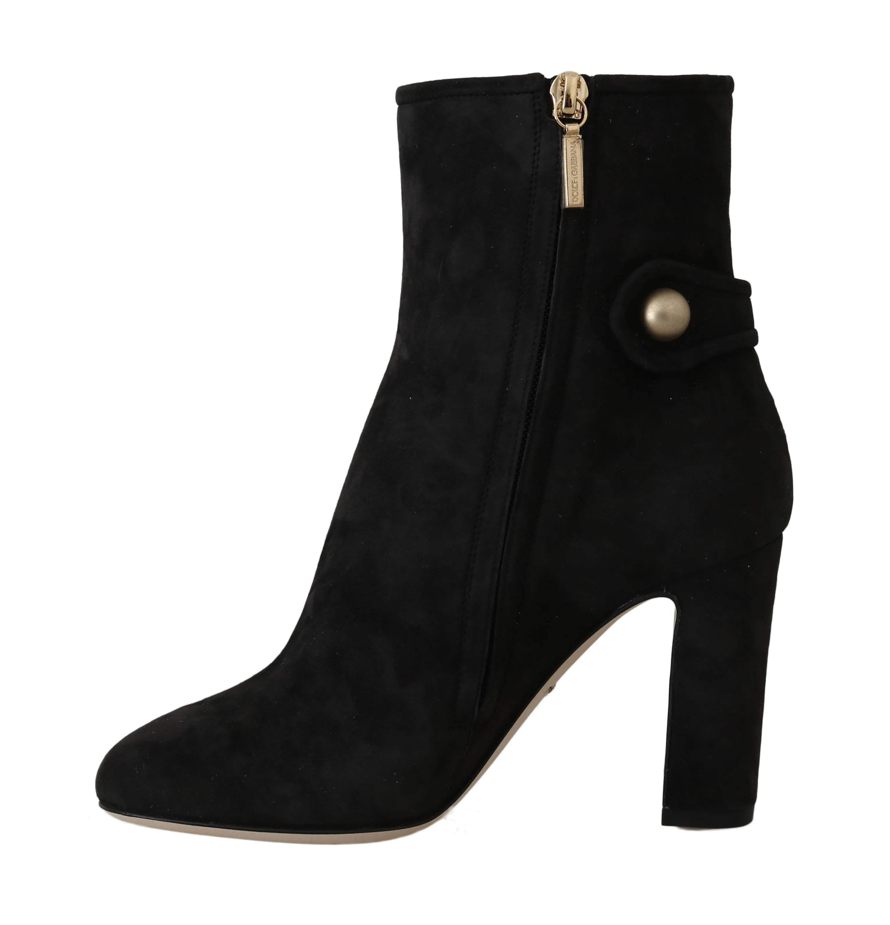 Black Suede DG Logo Heels Booties