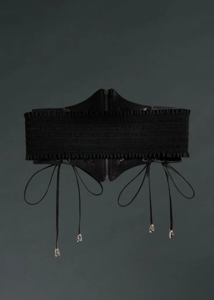 Black Waist Belt with Moon Zipper