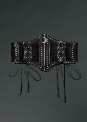 Black Waist Belt with Moon Zipper